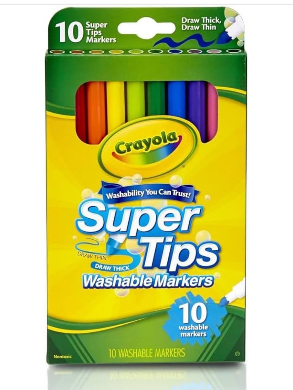Crayola Super Tips Washable Markers - Red Orange Yellow Green Blue Purple Pink